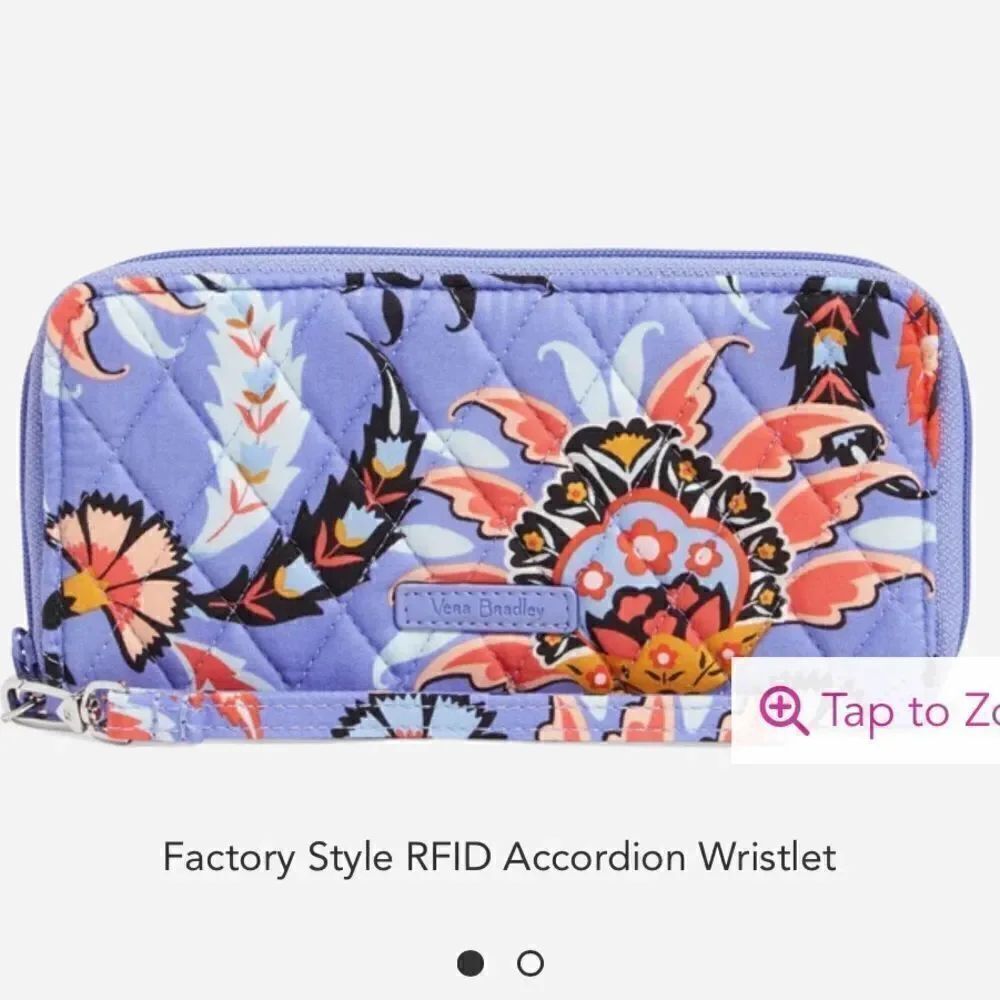 Vera Bradley Factory Style RFID Accordion Wristlet in Mural Garden NWT